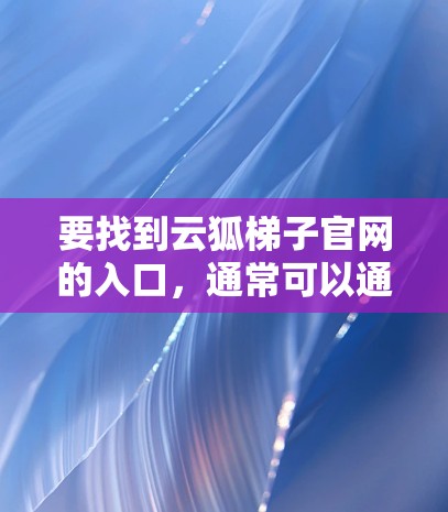 要找到云狐梯子官网的入口，通常可以通过以下方式进行搜索