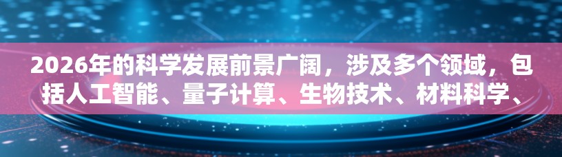2026年的科学发展前景广阔,涉及多个领域,包括人工智能、量子计算、生物技术、材料科学、宇宙学等。以下是一些可能被推荐的科学领域和趋势 2026年的科学发展前景广阔,涉及多个领域,包括人工智能、量子计算、生物技术、材料科学、宇宙学等。以下是一些可能被推荐的科学领域和趋势
